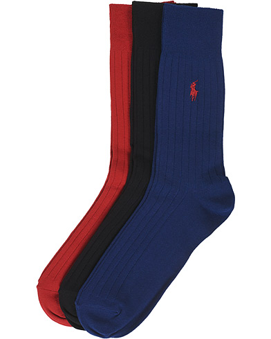 Herr | Vanliga strumpor | Polo Ralph Lauren | 3-Pack Egyptian Cotton Socks Royal/Black/Red