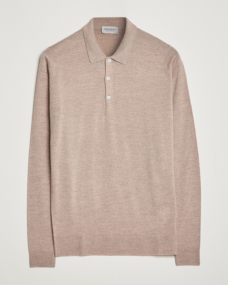Belper Extra Fine Merino Polo Pullover Soft Fawn
