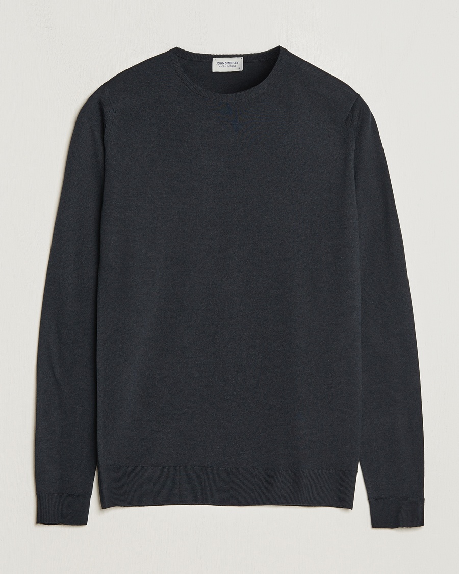 John Smedley Lundy Extra Fine Merino Crew Neck Black – Svart