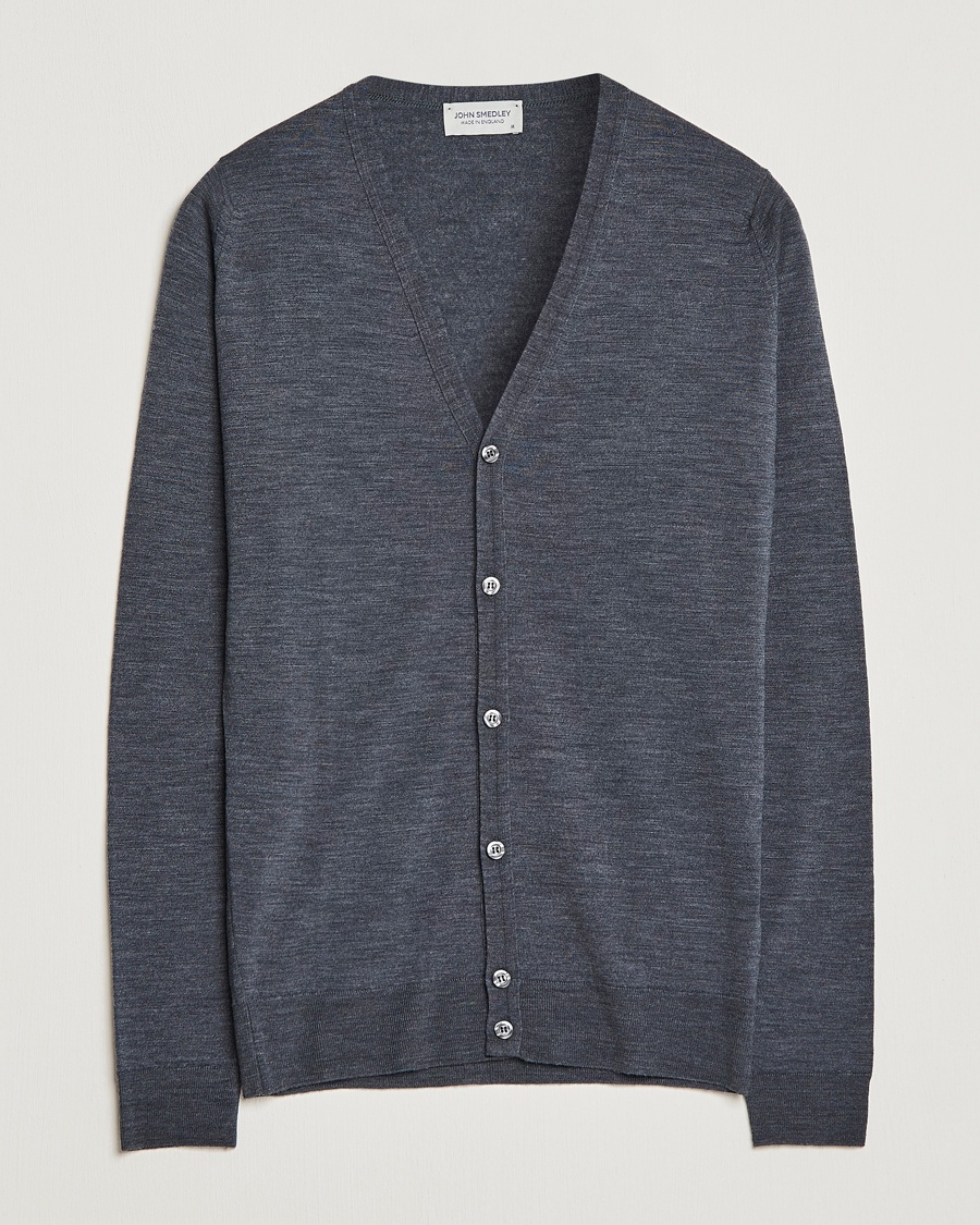  Petworth Extra Fine Merino Cardigan Charcoal