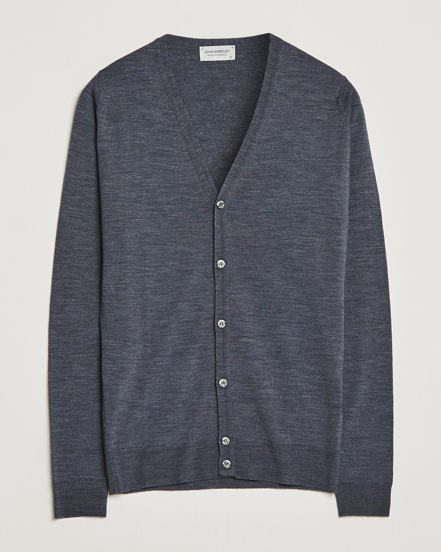 Herr | | John Smedley | Petworth Extra Fine Merino Cardigan Charcoal
