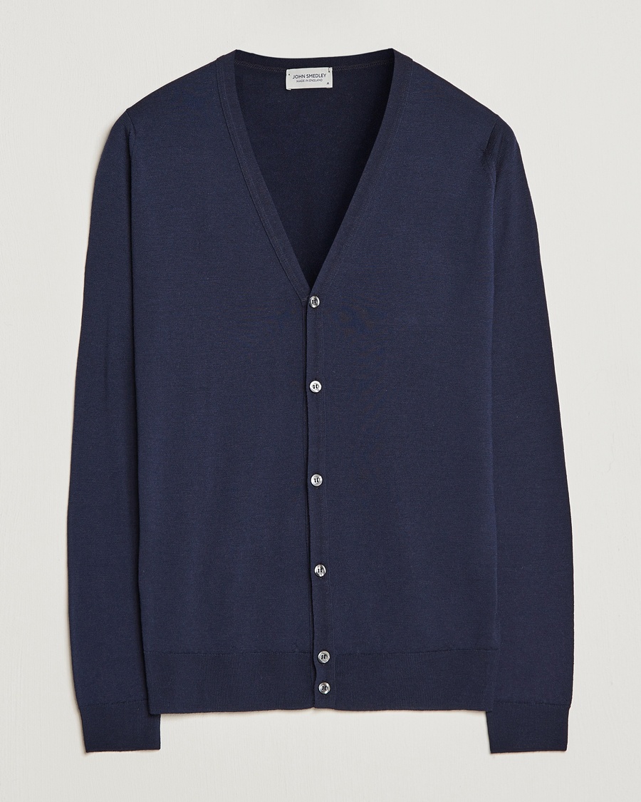 Herr | Cardigans | John Smedley | Petworth Extra Fine Merino Cardigan Midnight