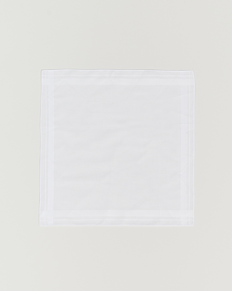  Cotton Pocket Square White