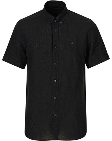 Herr | Manchesterskjortor | Morris | Douglas Linen Short Sleeve Shirt Black