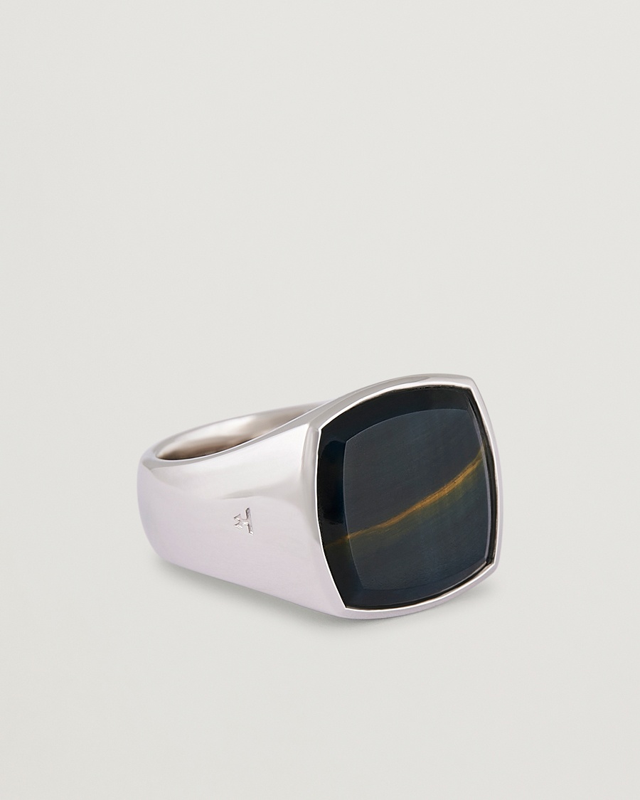 Herr | Skandinaviska specialister | Tom Wood | Cushion Blue Hawk Eye Ring Silver
