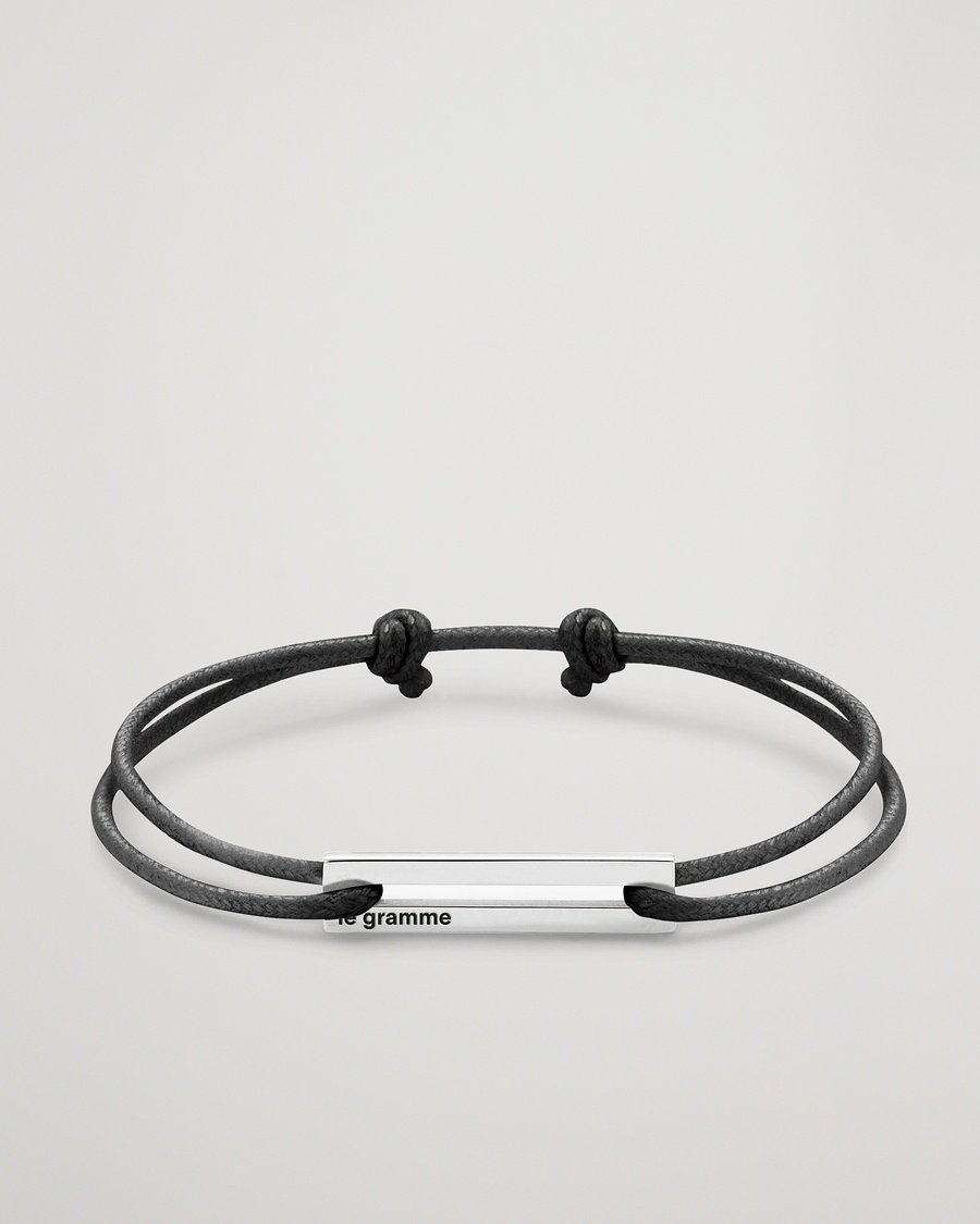 LE GRAMME Cord Bracelet Le 17/10 Black/Sterling Silver – Svart