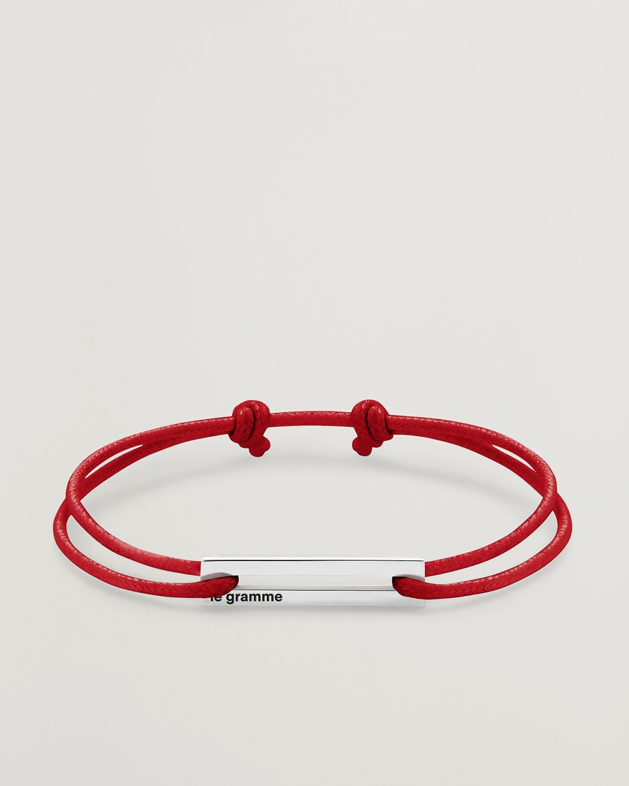 LE GRAMME Cord Bracelet Le 17/10 Red/Sterling Silver – Röd