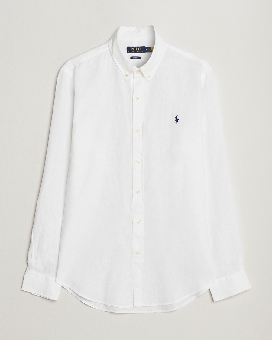 Herr | | Polo Ralph Lauren | Slim Fit Linen Button Down Shirt White