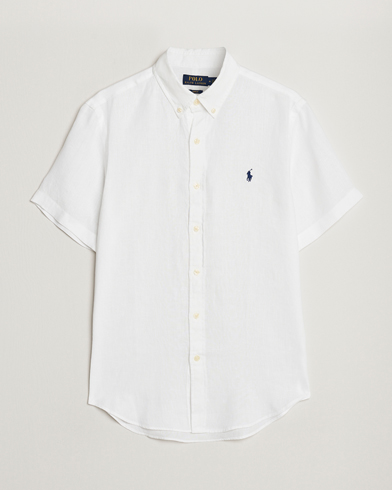 Herr | Linneskjortor | Polo Ralph Lauren | Slim Fit Linen Short Sleeve Shirt White