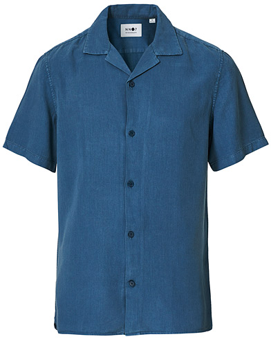 NN07 Miyagi Tencel/Linen Short Sleeve Shirt Washed Navy