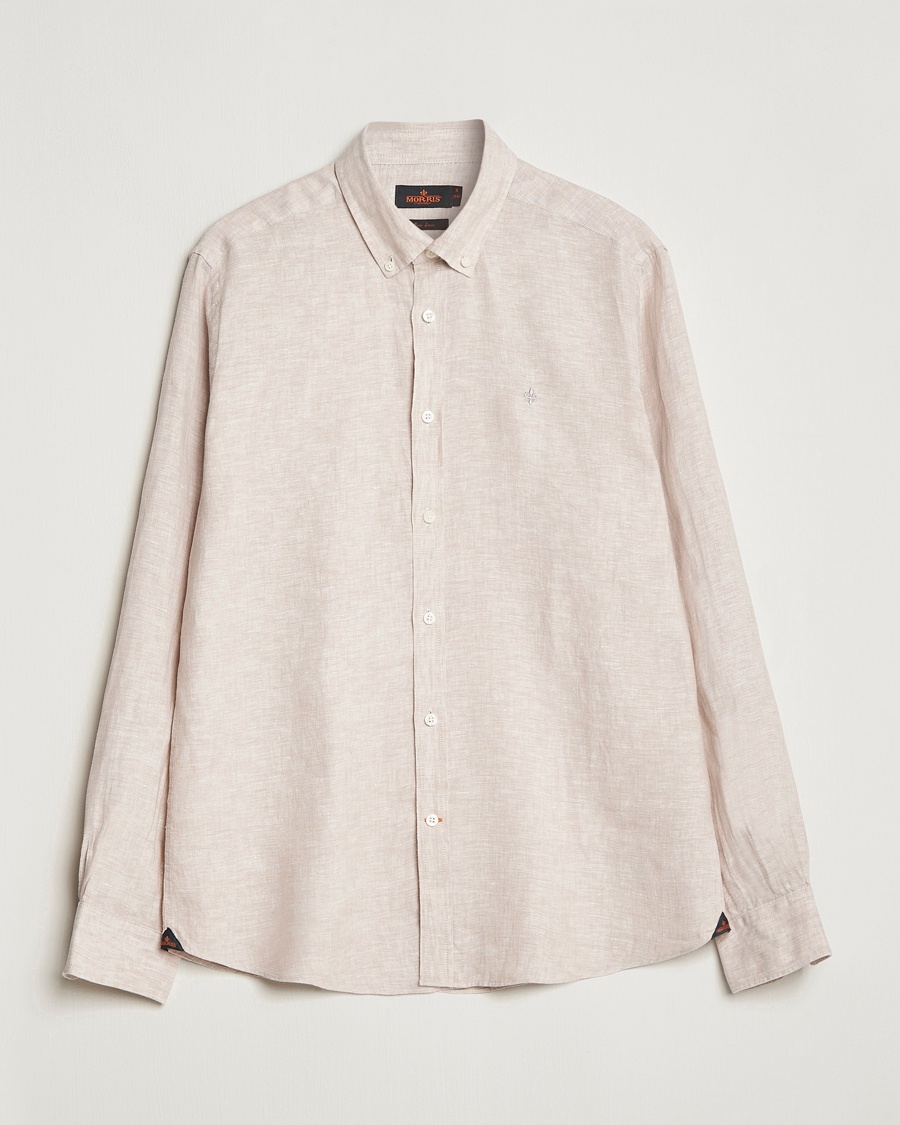 Herr | Linneskjortor | Morris | Douglas Linen Button Down Shirt Khaki