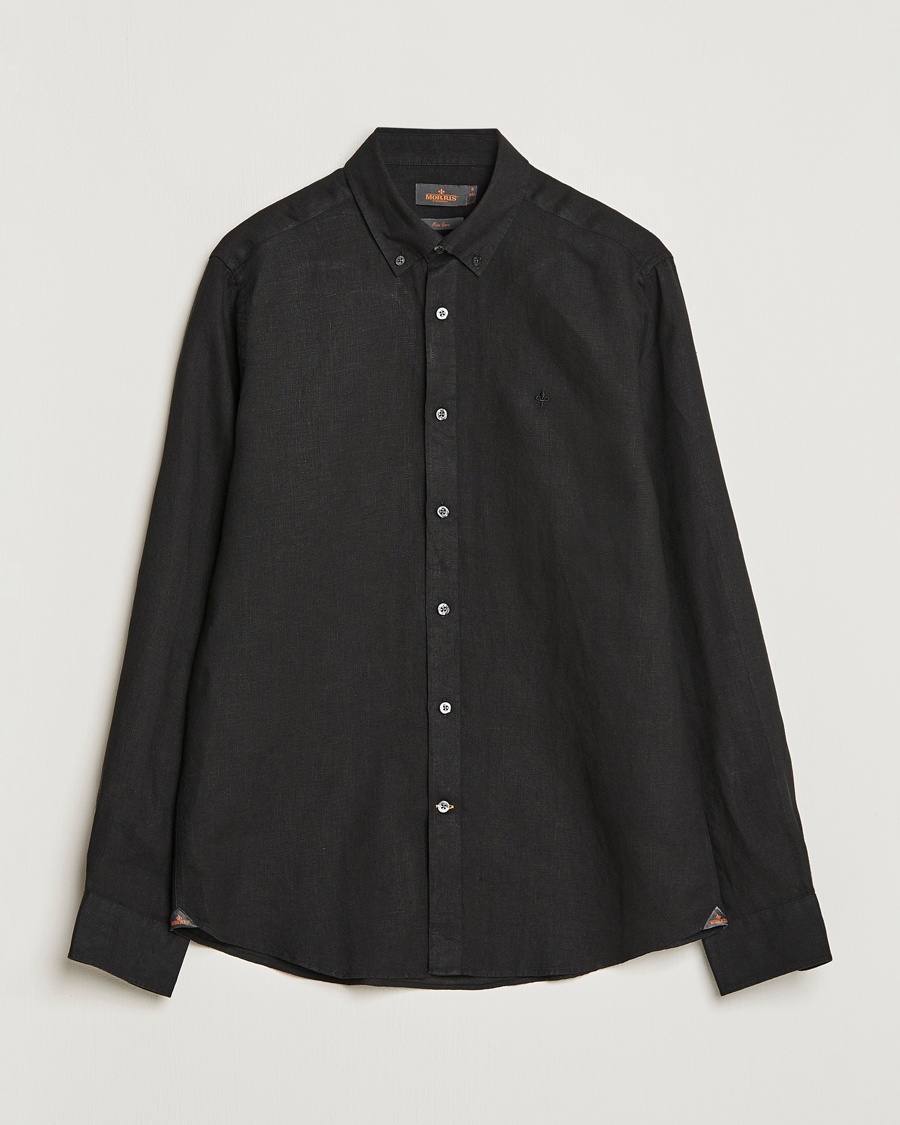 Morris Douglas Linen Button Down Shirt Black – Svart