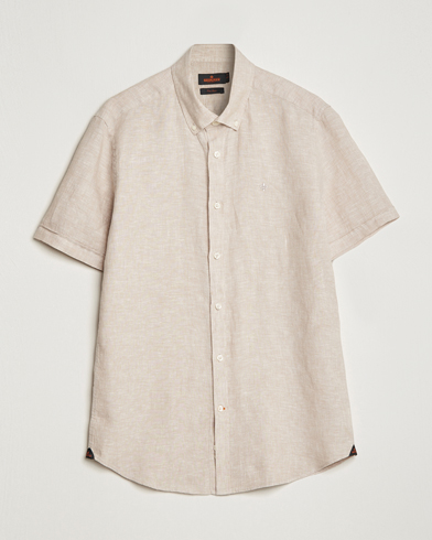Herr | Linneavdelningen | Morris | Douglas Linen Short Sleeve Shirt Khaki