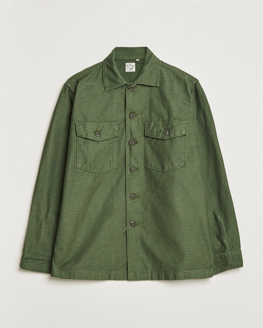 Herr | | orSlow | Cotton Sateen US Army Overshirt Green