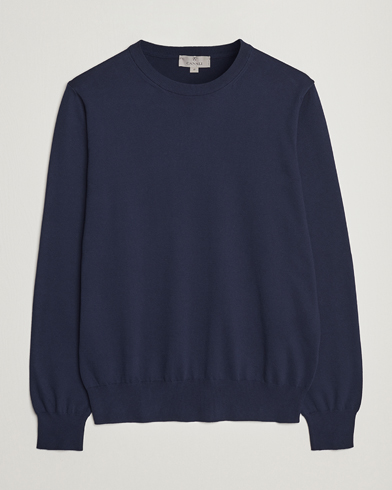Herr | Business & Beyond | Canali | Cotton Crew Neck Pullover Navy