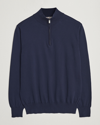 Herr | Business & Beyond | Canali | Cotton Half Zip Sweater Navy