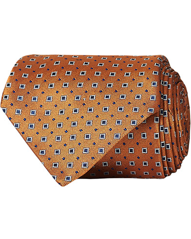  Micro Square Silk Tie Orange 8 cm