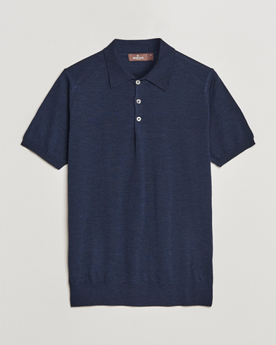 Herr |  | Morris Heritage | Short Sleeve Knitted Polo Shirt Navy