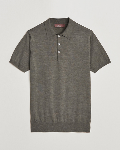 Herr |  | Morris Heritage | Short Sleeve Knitted Polo Shirt Olive Green