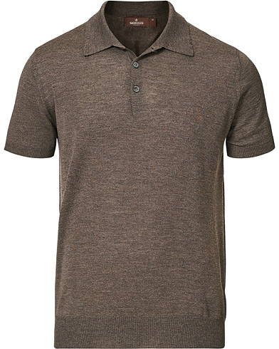Herr |  | Morris Heritage | Short Sleeve Knitted Polo Shirt Brown