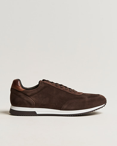 Herr | Mockaskor | Design Loake | Loake 1880 Bannister Running Sneaker Dark Brown Suede