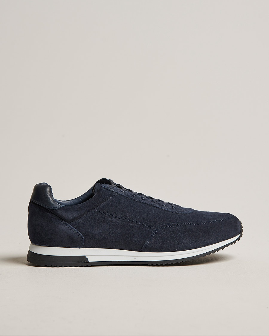 Loake Shoemakers Bannister Running Sneaker Navy Suede – Blå