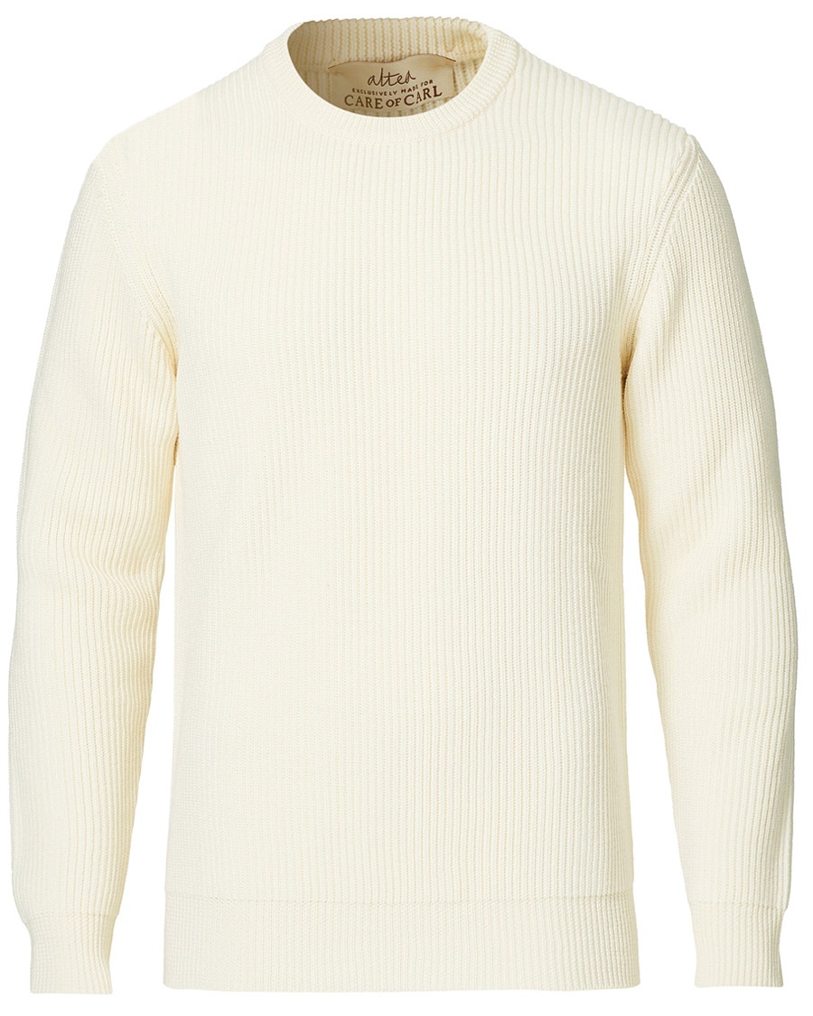 Herr | | Altea | Rib Stitch Crew Neck Off White