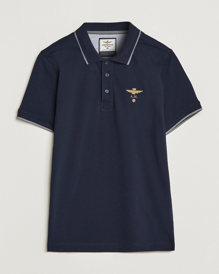 Herr | | Aeronautica Militare | Garment Dyed Cotton Polo Blue Black