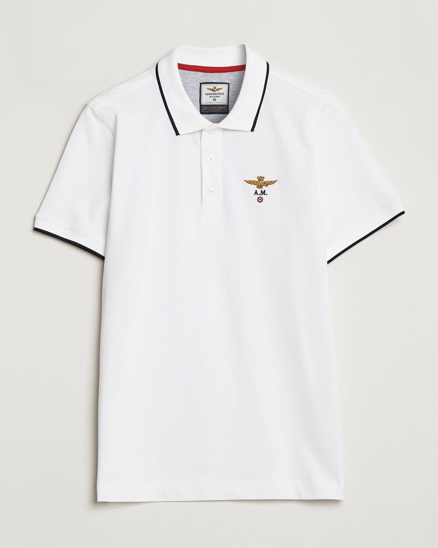 Herr | | Aeronautica Militare | Garment Dyed Cotton Polo Off White