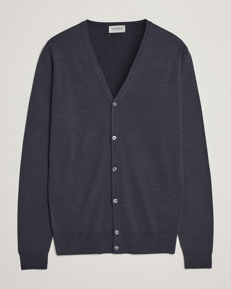 John Smedley Petworth Extra Fine Merino Cardigan Hepburn Smoke