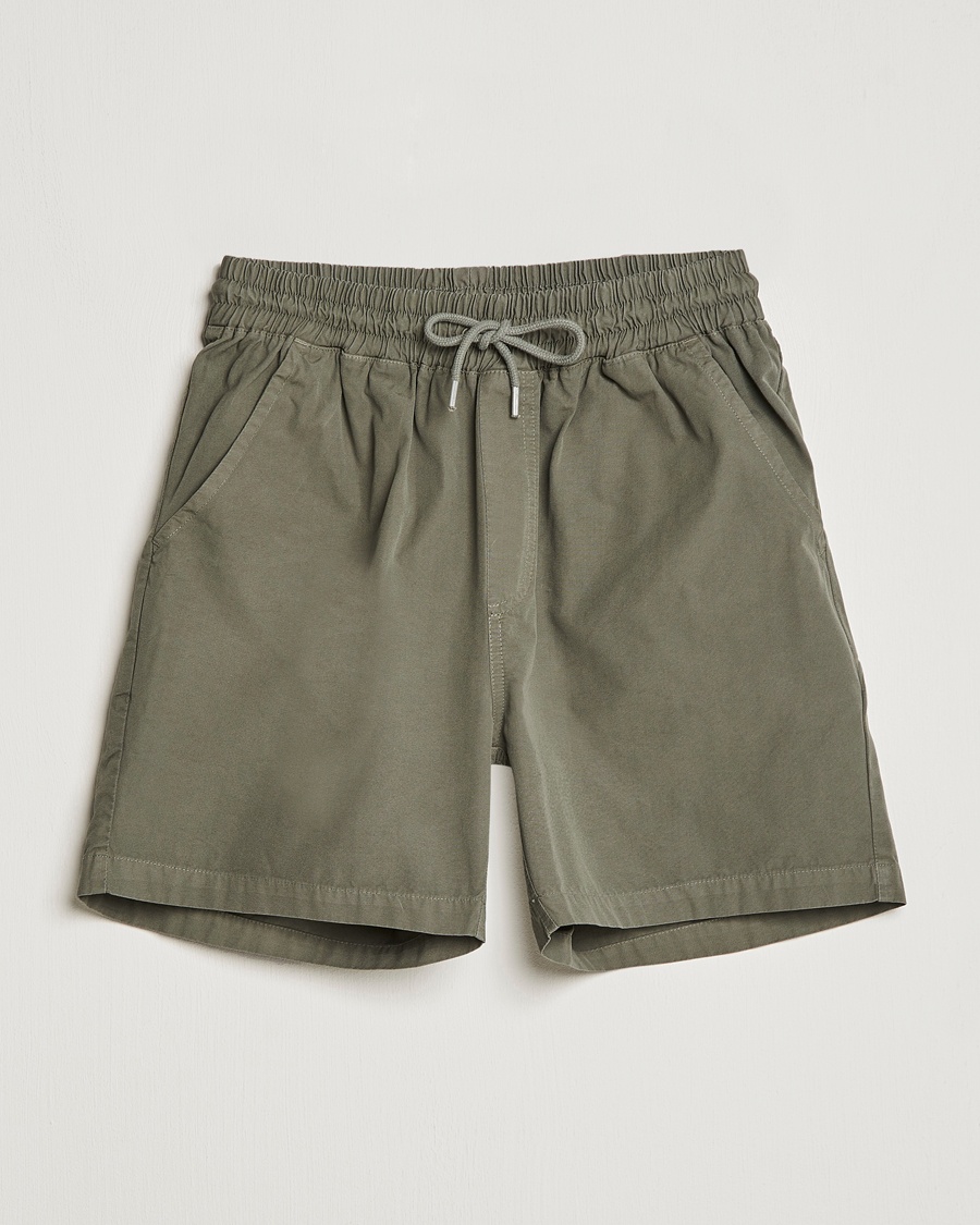 Colorful Standard Classic Organic Twill Drawstring Shorts Dusty Olive – Grön