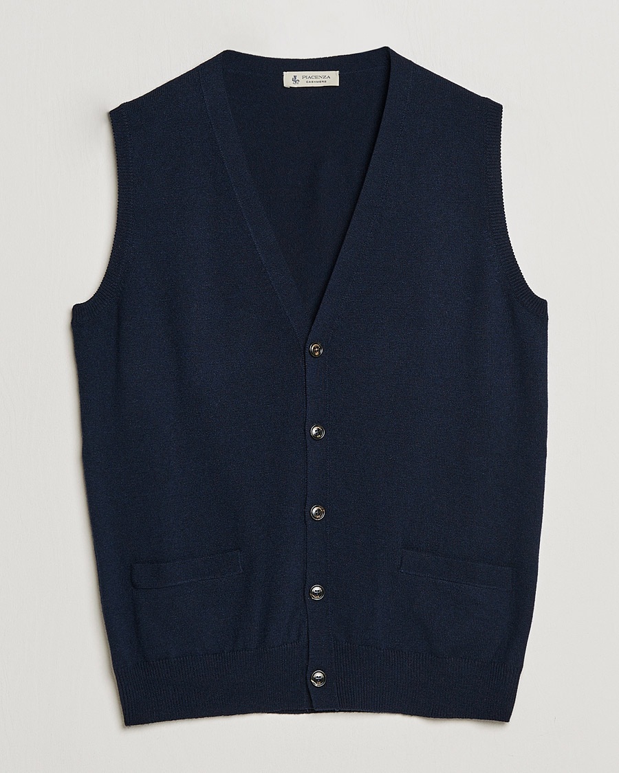 Herr | | Piacenza Cashmere | Cashmere Sleeveless Cardigan Navy