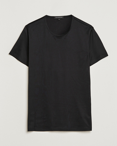 Herr |  | Zegna | Filoscozia Fine Cotton Crew Neck T-Shirt Black