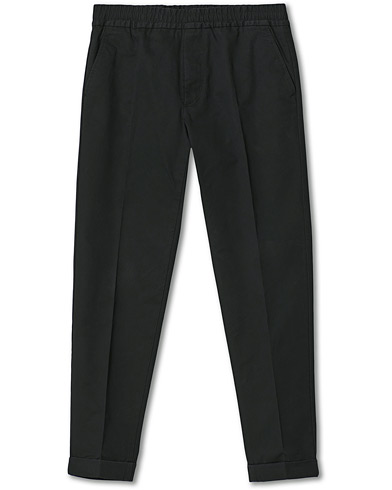 Byxa |  Terry Cotton Cropped Turn Up Trousers Black