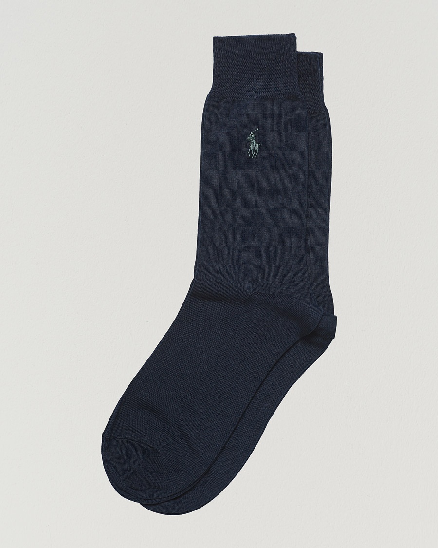 Polo Ralph Lauren 2-Pack Mercerized Cotton Socks Admiral Blue – Blå