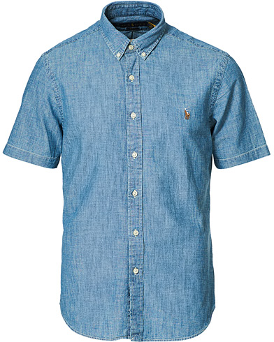 Kortärmade skjortor |  Slim Fit Chambray Short Sleeve Shirt Medium Indigo