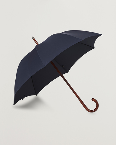Paraply |  Polished Cherrywood Solid Umbrella Navy