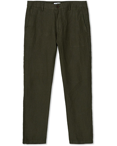 Linnebyxor |  Karl Linen Trousers Army Green