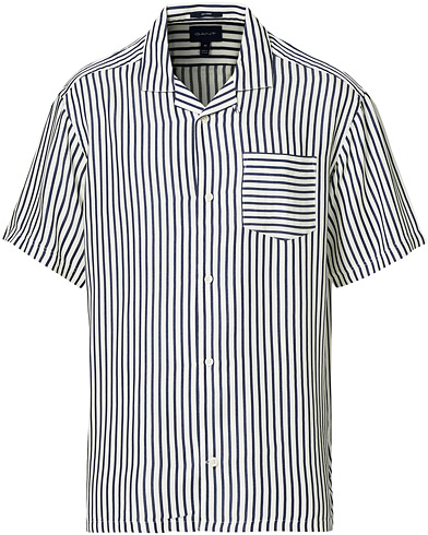 Herr |  | GANT | Rel Stripe Camp Collar Short Sleeve Shirt White/Blue