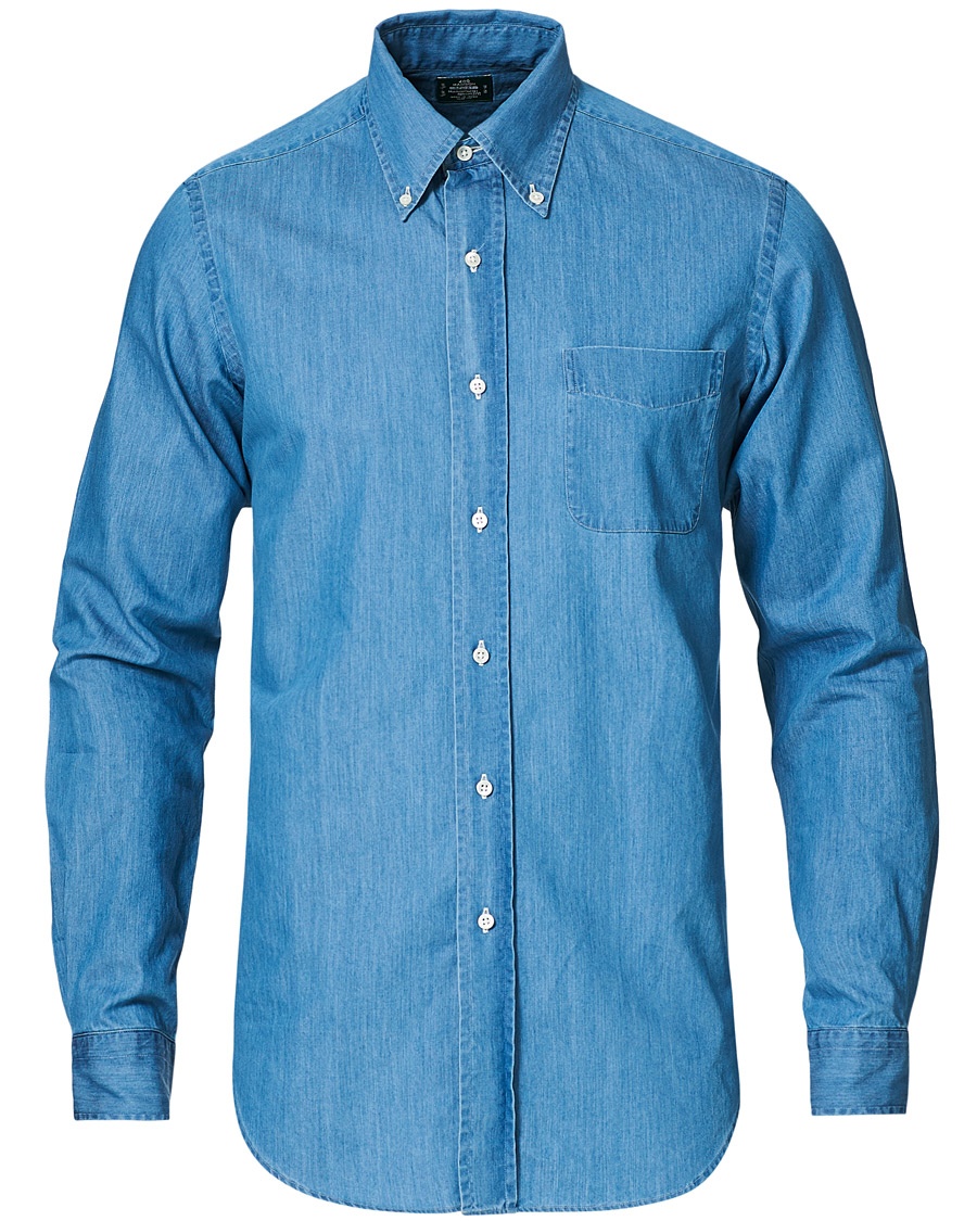  Slim Fit Denim Button Down Shirt Indigo