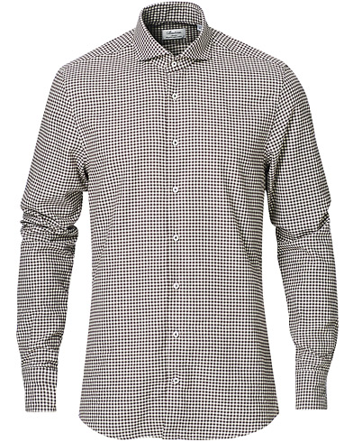 Flanellskjortor |  Slimline Micro Check Flannel Shirt Brown