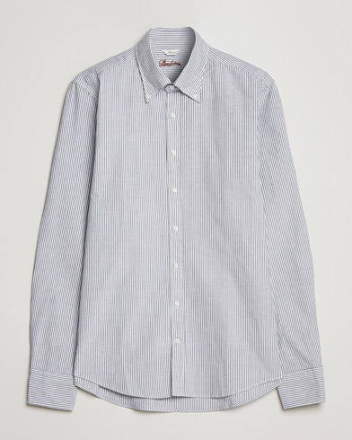Herr |  | Stenströms | Slimline Washed Striped Oxford Shirt Dark Blue