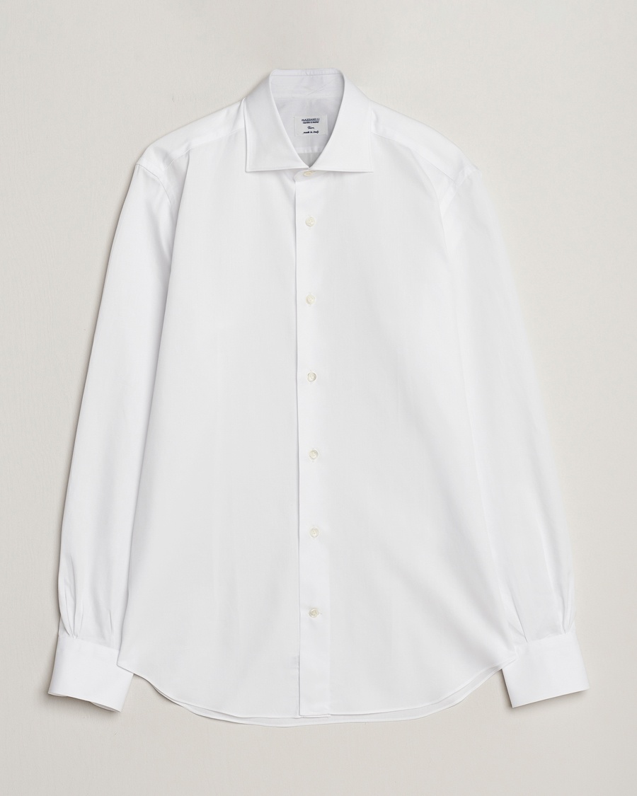 Mazzarelli Soft Cotton Cut Away Shirt White – Vit
