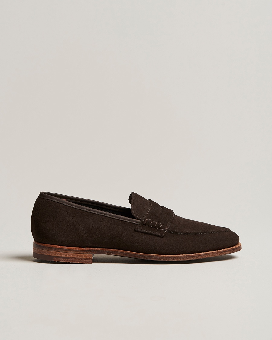 Herr | Crockett & Jones | Crockett & Jones | Seaton Unlined Penny Loafer Dark Oak Suede