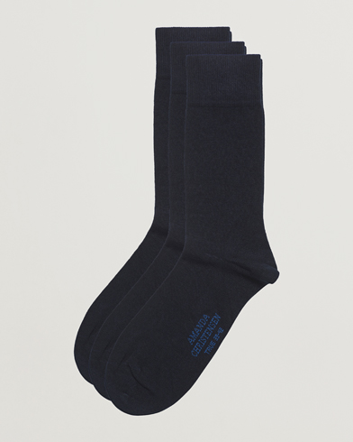 Herr | Amanda Christensen | Amanda Christensen | 3-Pack True Cotton Socks Dark Navy