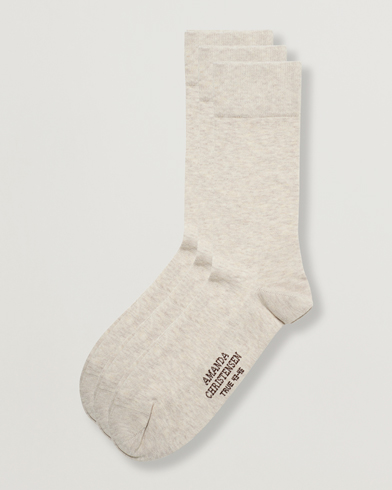 Herr | Vanliga strumpor | Amanda Christensen | 3-Pack True Cotton Socks Sand Melange