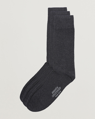 Herr | Vanliga strumpor | Amanda Christensen | 3-Pack True Cotton Socks Antrachite Melange