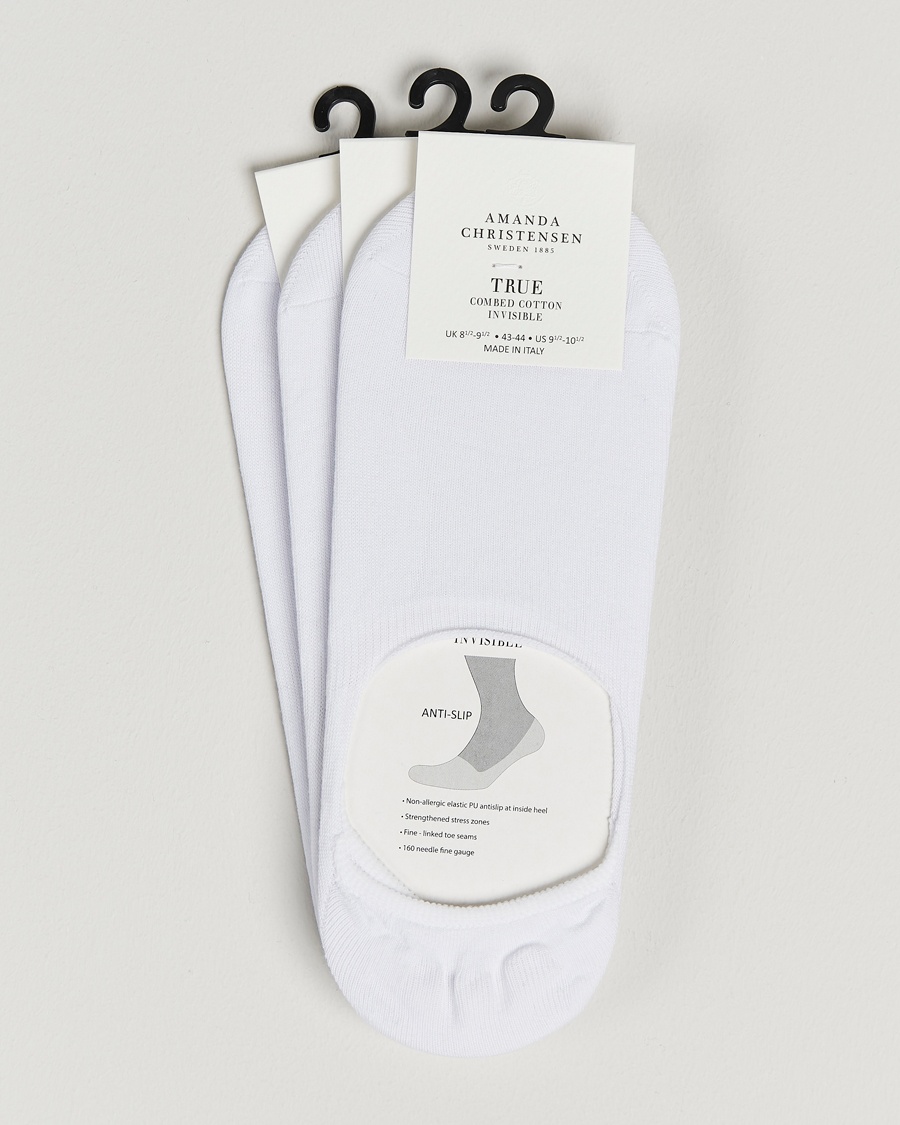 Amanda Christensen 3-Pack True Cotton Invisible Socks White – Vit