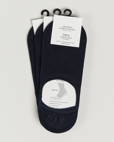 Herr | Ankelstrumpor | Amanda Christensen | 3-Pack True Cotton Invisible Socks Dark Navy