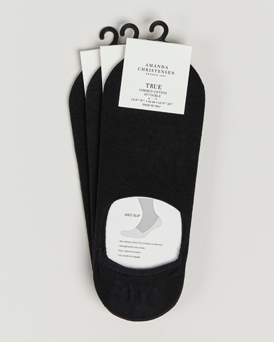 Herr | Amanda Christensen | Amanda Christensen | 3-Pack True Cotton Invisible Socks Black